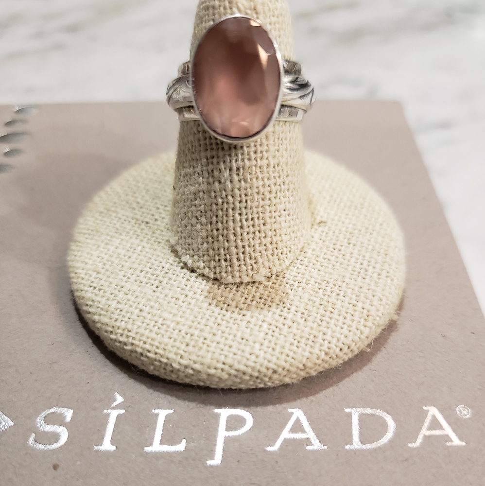 R1055 SILPADA STERLING PINK ROSE QUARTZ RING sz 7